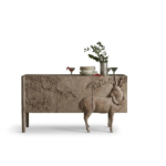 Hand Carved Wooden Sideboard – Walnut Finish - Image 9