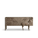 Hand Carved Wooden Sideboard – Walnut Finish - Image 3