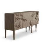 Hand Carved Wooden Sideboard – Walnut Finish - Image 2