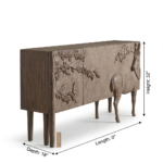 Hand Carved Wooden Sideboard – Walnut Finish - Image 5