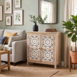 Mango Wood Hand Carved Cabinet – Natural Finish