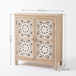Mango Wood Hand Carved Cabinet – Natural Finish - Image 5