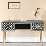 Bone Inlay Study Table - Moroccan Black