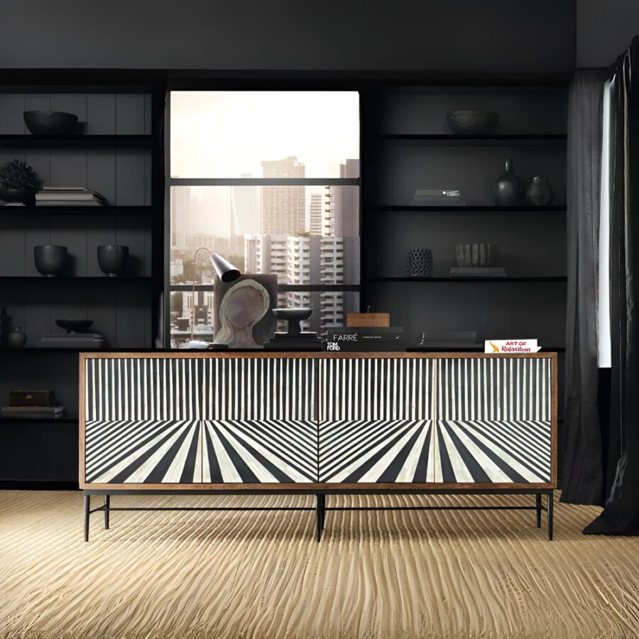Bone Inlay Sideboard - Vortex Stripe