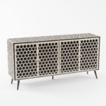 Bone Inlay Sideboard - Honeycomb Black & white - Image 2