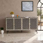 Bone Inlay Sideboard - Honeycomb Black & white