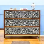 Bone Inlay Chest of 3 Drawers - Floral