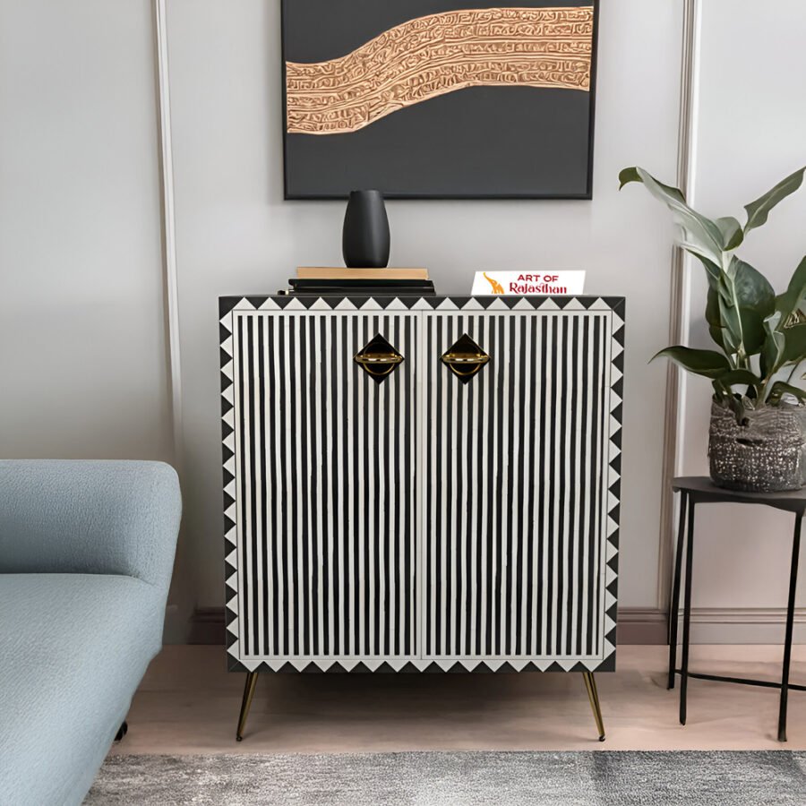 Bone Inlay 2 Door Storage Cabinet - Waterfall