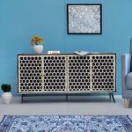 Bone Inlay Sideboard - Honeycomb Black & white