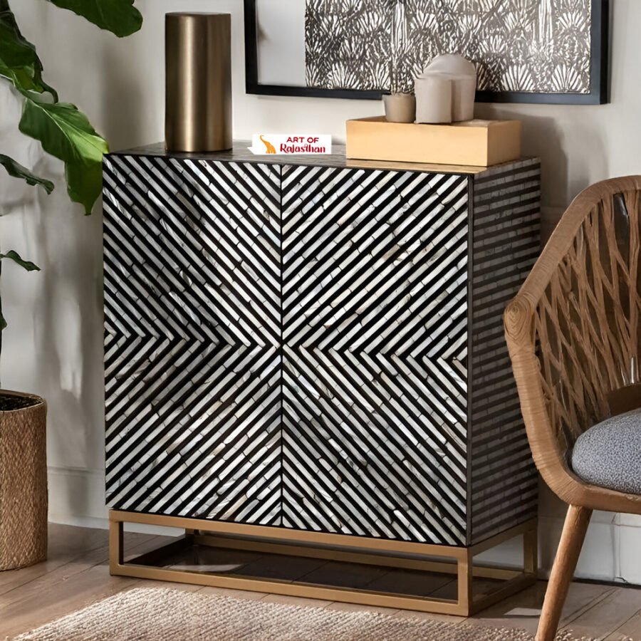 Mother of Pearl Inlay Cabinet - Chevron