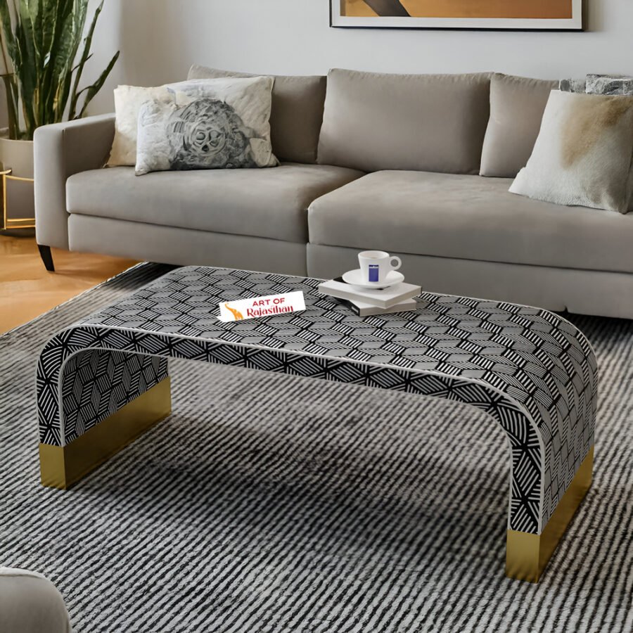 Bone Inlay Elite Rectangular Coffee Table – Geo