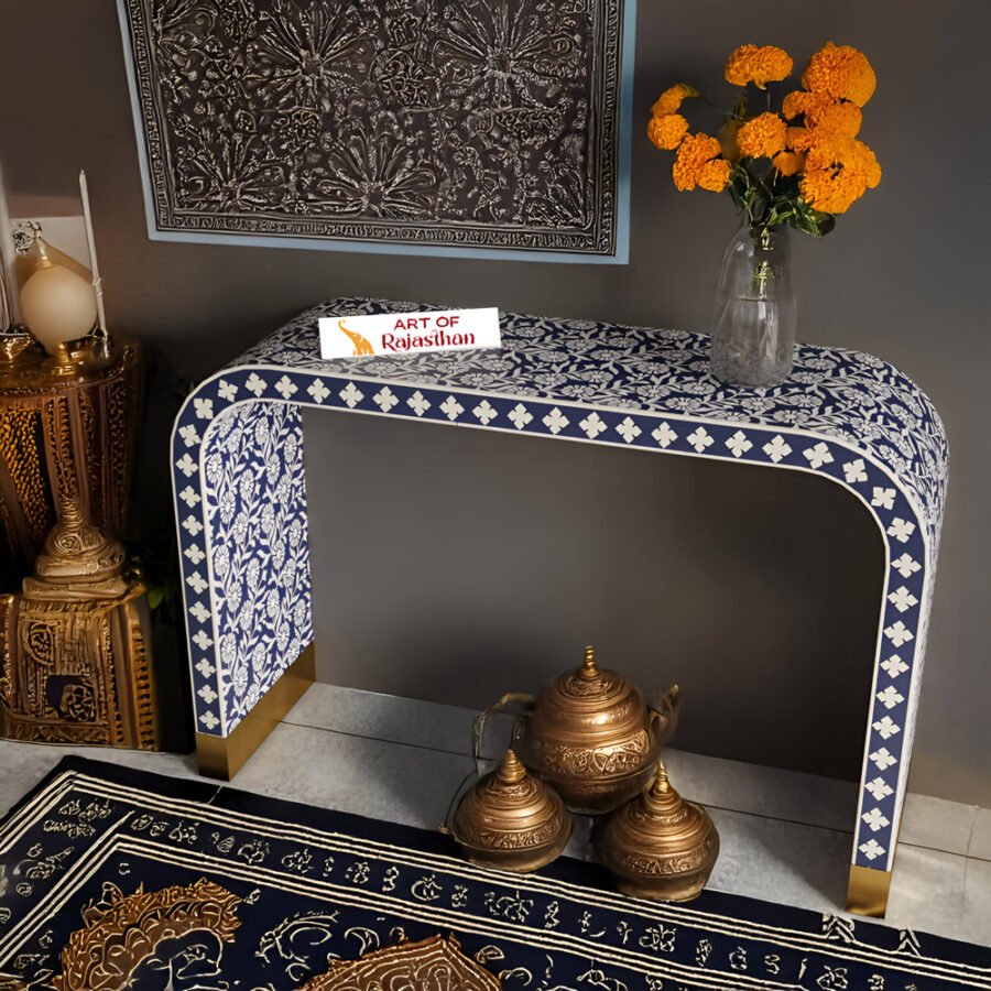 Bone Inlay Entryway Console Table - Sunflower