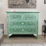 Mother of Pearl Inlay Chest of 4 Drawers - Floral Green