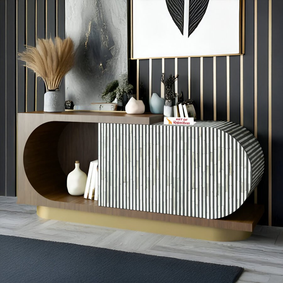 Modern Bone Inlay Sideboard - Stripe