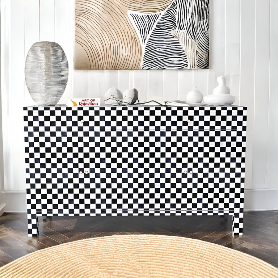 Bone Inlay Sideboard - Checkerboard