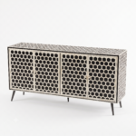 Bone Inlay Sideboard - Honeycomb Black & white - Image 4
