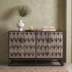 Bone Inlay Sideboard - Leaf Stripe Black & white - Image 2