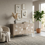 Modern Mother of Pearl Inlay Sideboard - Blush Bloom Floral