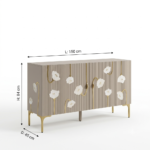 Modern Mother of Pearl Inlay Sideboard - Blush Bloom Floral - Image 5