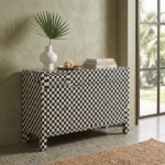 Bone Inlay Sideboard - 2 Drawers and 4 Doors Black and White Checkerboard