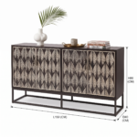 Bone Inlay Sideboard - Leaf Stripe Black & white - Image 6