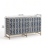 Bone Inlay Sideboard - Ikkat Indigo - Image 6