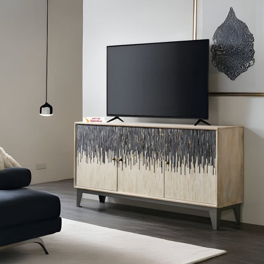 Modern Bone Inlay Sideboard - Abstract Wave