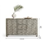 Bone Inlay 2 Door 3 Drawers Sideboard - Geometric stripe - Image 6