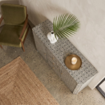 Bone Inlay 2 Door 3 Drawers Sideboard - Geometric stripe - Image 5