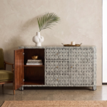 Bone Inlay 2 Door 3 Drawers Sideboard - Geometric stripe - Image 3