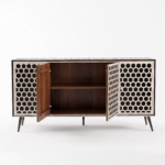Bone Inlay Sideboard - Honeycomb Black & white - Image 3