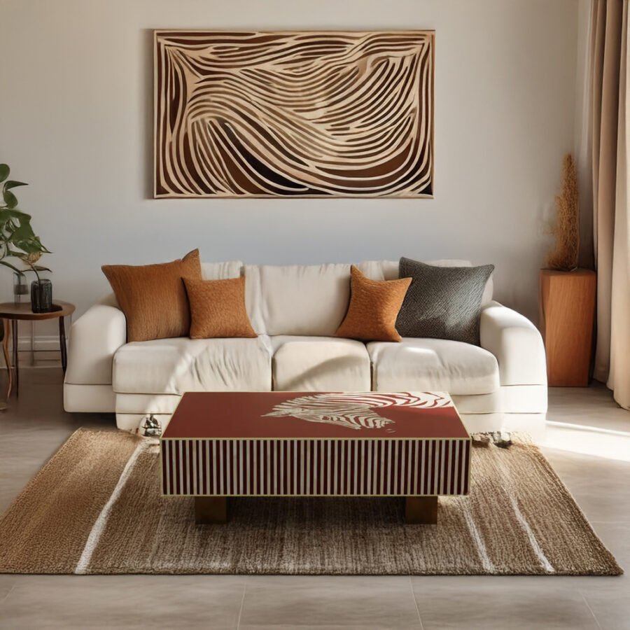 Bone Inlay Rectangular Coffee Table - Zebra