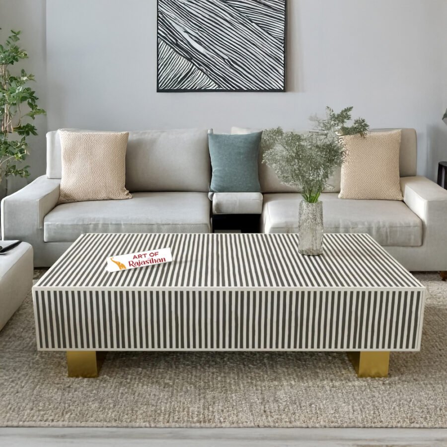 Bone Inlay Rectangular Coffee Table - Waterfall