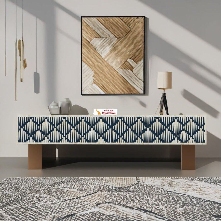 Bone Inlay Rectangular Coffee Table - Diamond Floral