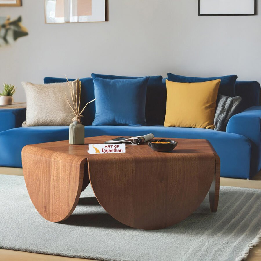 Louis Acacia Wooden Pentagon Coffee Table