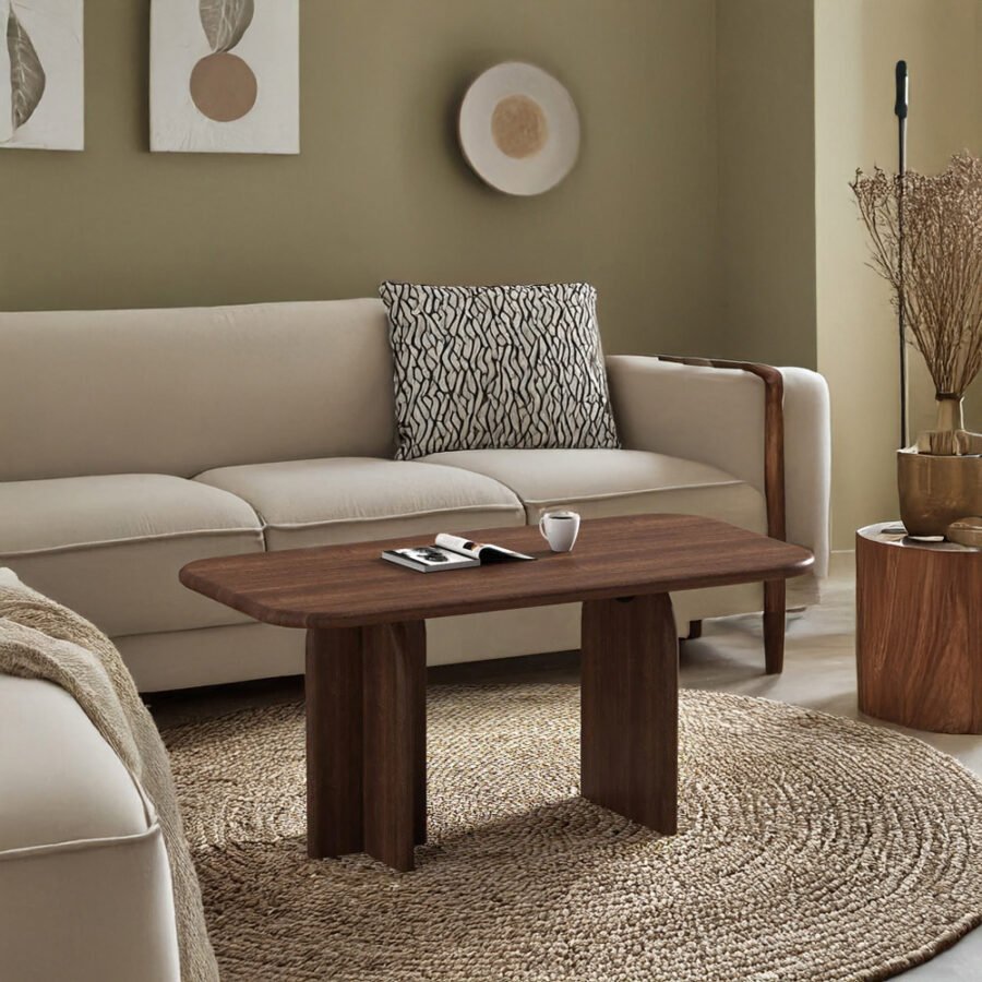 Jodhani Acacia Wooden Rounded Rectangular Coffee Table
