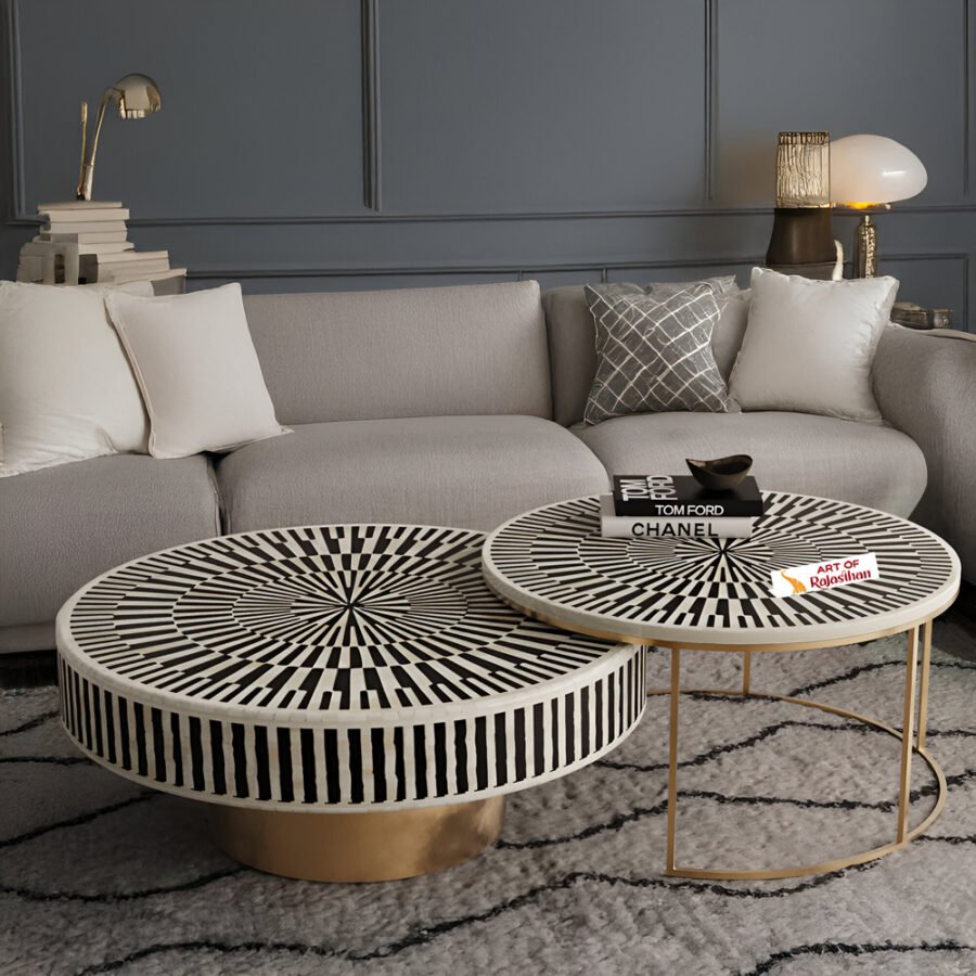 Bone Inlay Nesting Duo Coffee Table - Sunburst