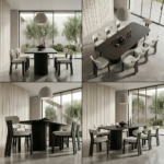 Solid Wood Rectangular Dining Table Set with 8 Chairs – Modern Black Finish Wooden Dining Room Furniture (Available in 6, 8 & 10 Seater Options) - Image 4