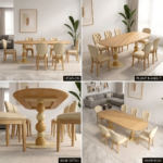 Solid Wood Rectangular Dining Table with 8 Chairs - All Sizes 6, 8 or 10 Seaters - Image 3