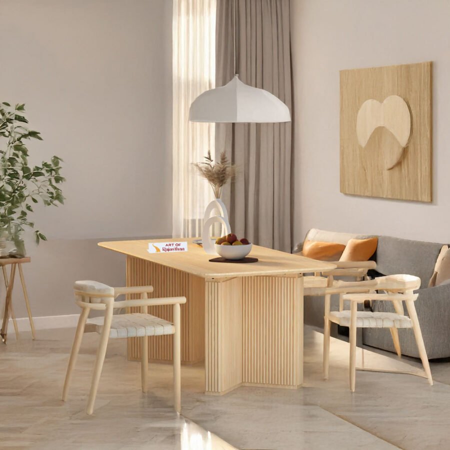 Arhaus White Ash Wooden Rectangular Dining Table