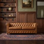 Windsor Chesterfield Tufted 3-Seater Leather Sofa - Honey Brown