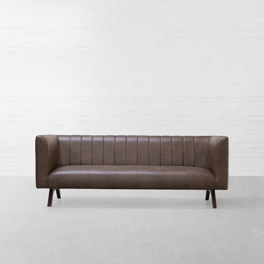 Valencia Leather Upholstered 3-Seater Sofa - Caffeine Brown
