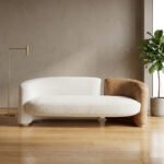 Velvra Curved Bouclé & Velvet Upholstered Sofa – 3-Seater