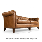 Castello Genuine Leather Upholstered Chesterfield Sofa – 4-Seater - Image 10