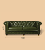 Timeless Leather Upholstered Chesterfield Tufted 3-Seater Sofa - Image 5