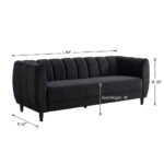 Valencia Black Fabric Upholstered Sofa – 3-Seater - Image 6