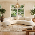 Mexico Fabric Upholstered Curved Sectional Sofa - Handcrafted