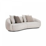 Velissa Looped Yarn Fabric Upholstered Beige Curved 4-Seater Sofa - Image 4