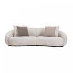 Velissa Looped Yarn Fabric Upholstered Beige Curved 4-Seater Sofa - Image 5