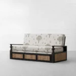 Los Angeles Printed Fabric Sofa Cum Bed with Cane Frame - Image 2